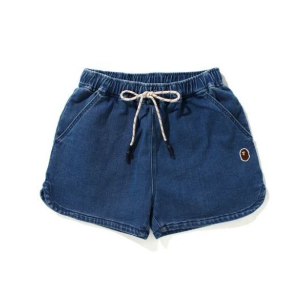 NWT BAPE A Bathing Ape Women's Ape Head Denim Easy Shorts